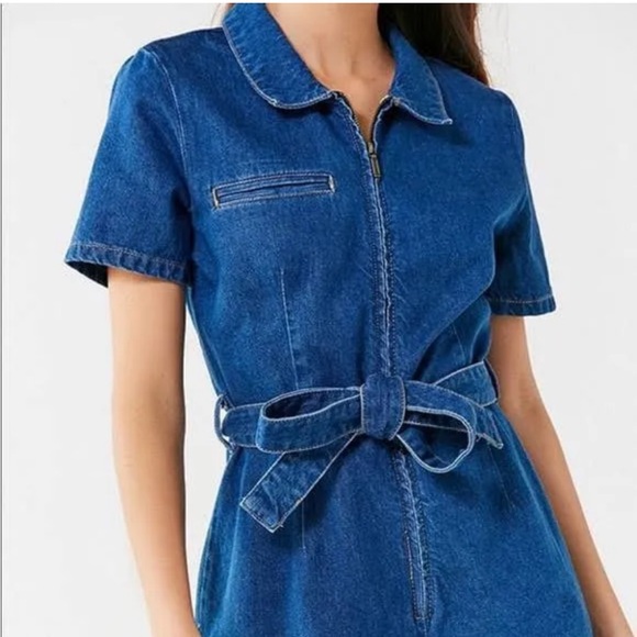 UO HELLO Sunshine Denim Romper/Playsuit - Picture 2 of 7